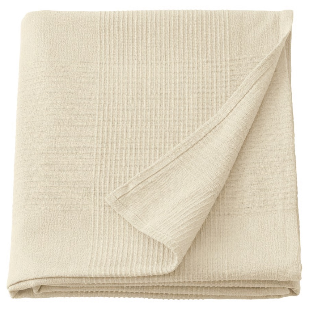 Cream Waffle Knit Bedding Throw